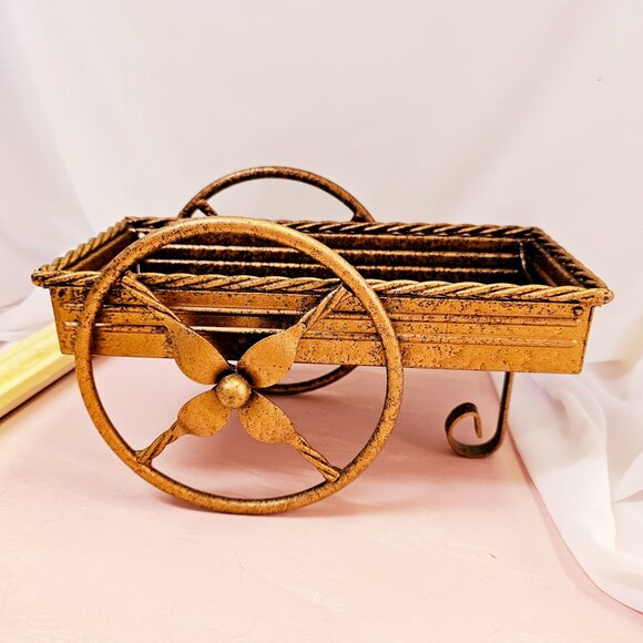 Rustic Metal Wagon Planter Box, Decor Piece, Vintage - Picture 5 of 7